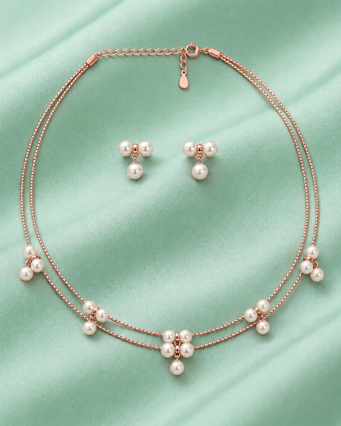 Rose Pearl Blossom Necklace in 92.5 Silver