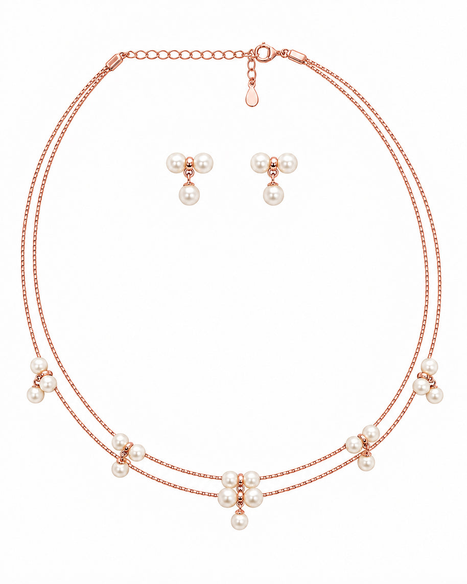 Rose Pearl Blossom Necklace in 92.5 Silver