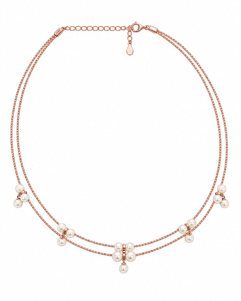 Rose Pearl Blossom Necklace in 92.5 Silver