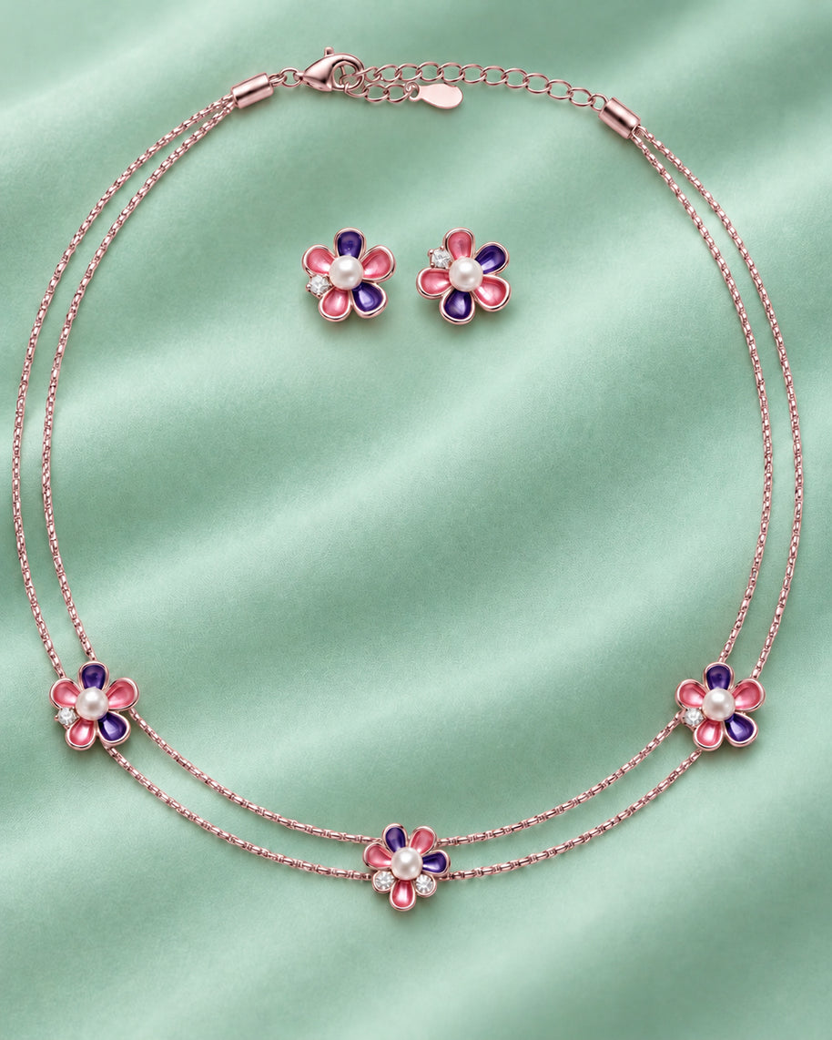 Purple Green Butterfly Necklace in 92.5 Silver