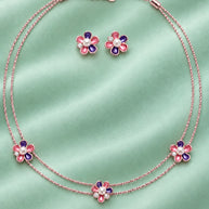 Purple Green Butterfly Necklace in 92.5 Silver