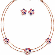 Purple Green Butterfly Necklace in 92.5 Silver
