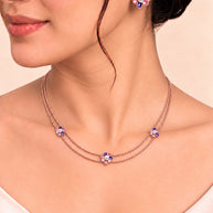 Purple Green Butterfly Necklace in 92.5 Silver