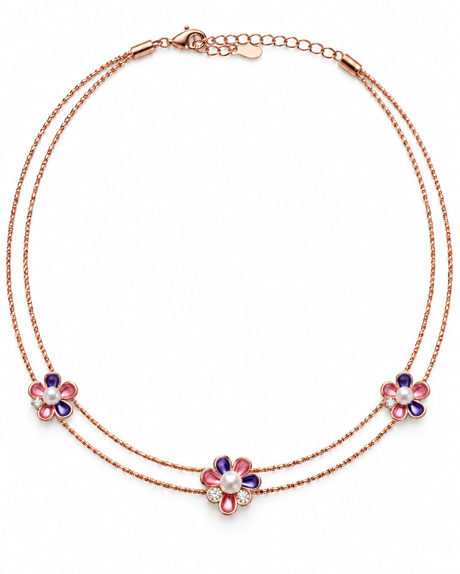 Purple Green Butterfly Necklace in 92.5 Silver