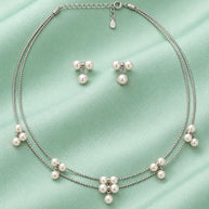 Pearl Blossom Grace Necklace in 92.5 Silver