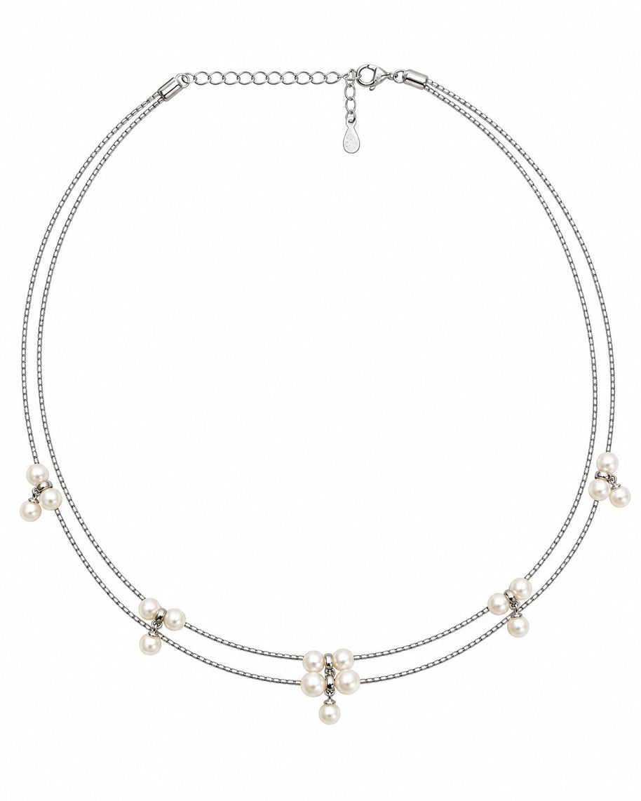 Pearl Blossom Grace Necklace in 92.5 Silver