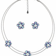 Teal Violet Pearl Blossom Necklace in 92.5 Silver