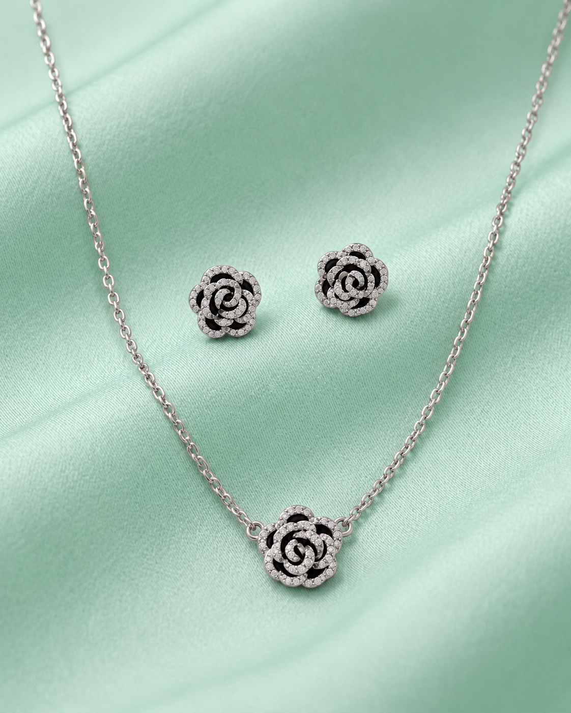 Rose Elegance Pendant Set in 92.5 Silver