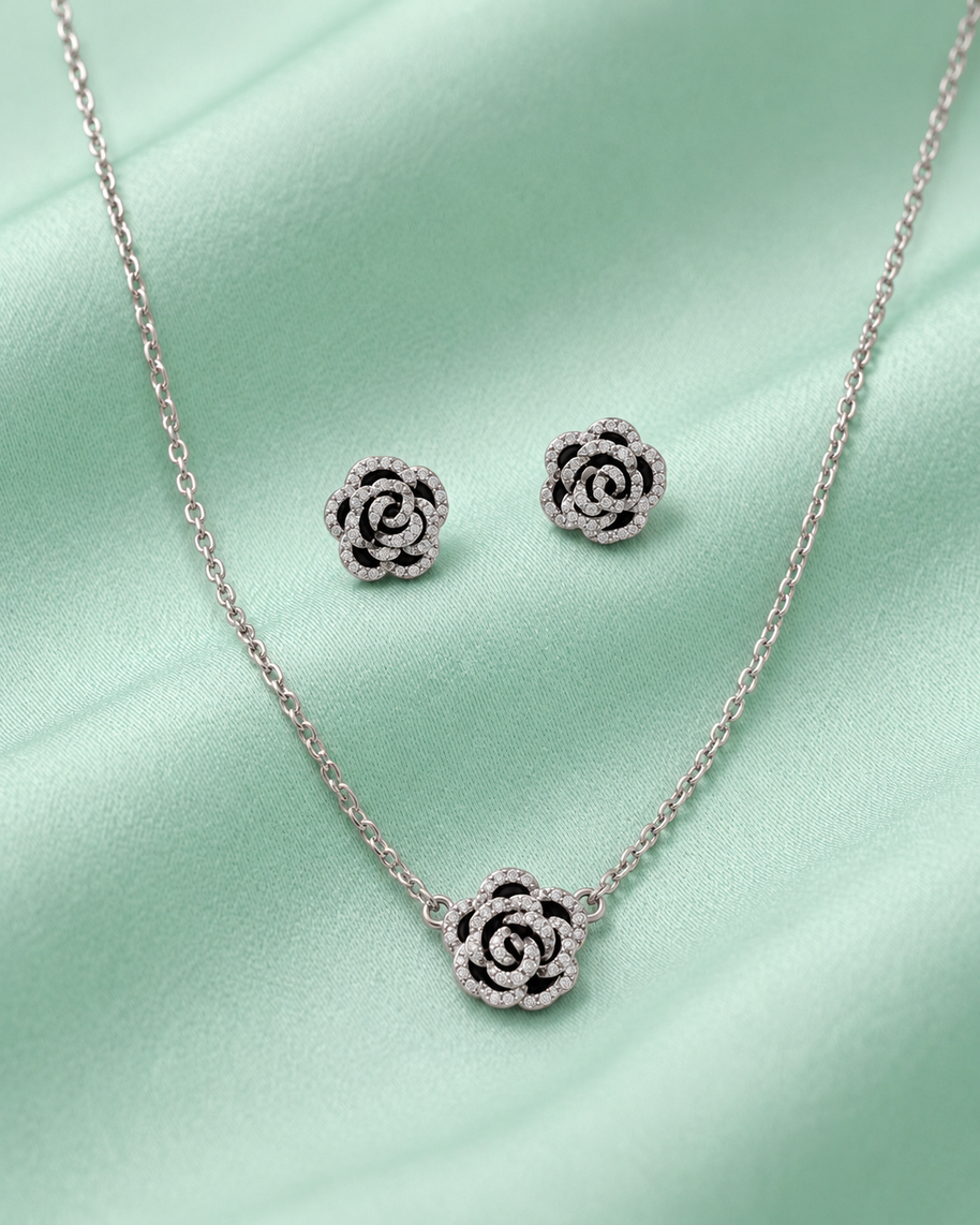 Rose Elegance Pendant Set in 92.5 Silver