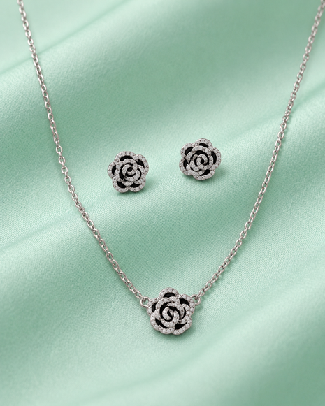 Rose Elegance Pendant Set in 92.5 Silver
