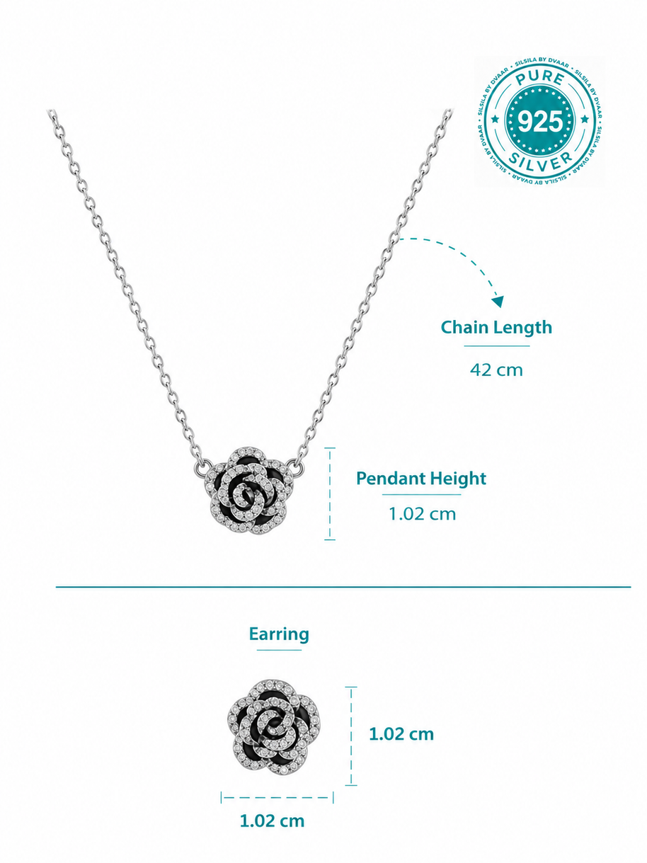 Rose Elegance Pendant Set in 92.5 Silver