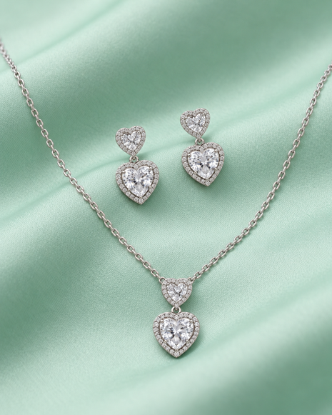 Heartfelt Charm Pendant Set in 92.5 Silver