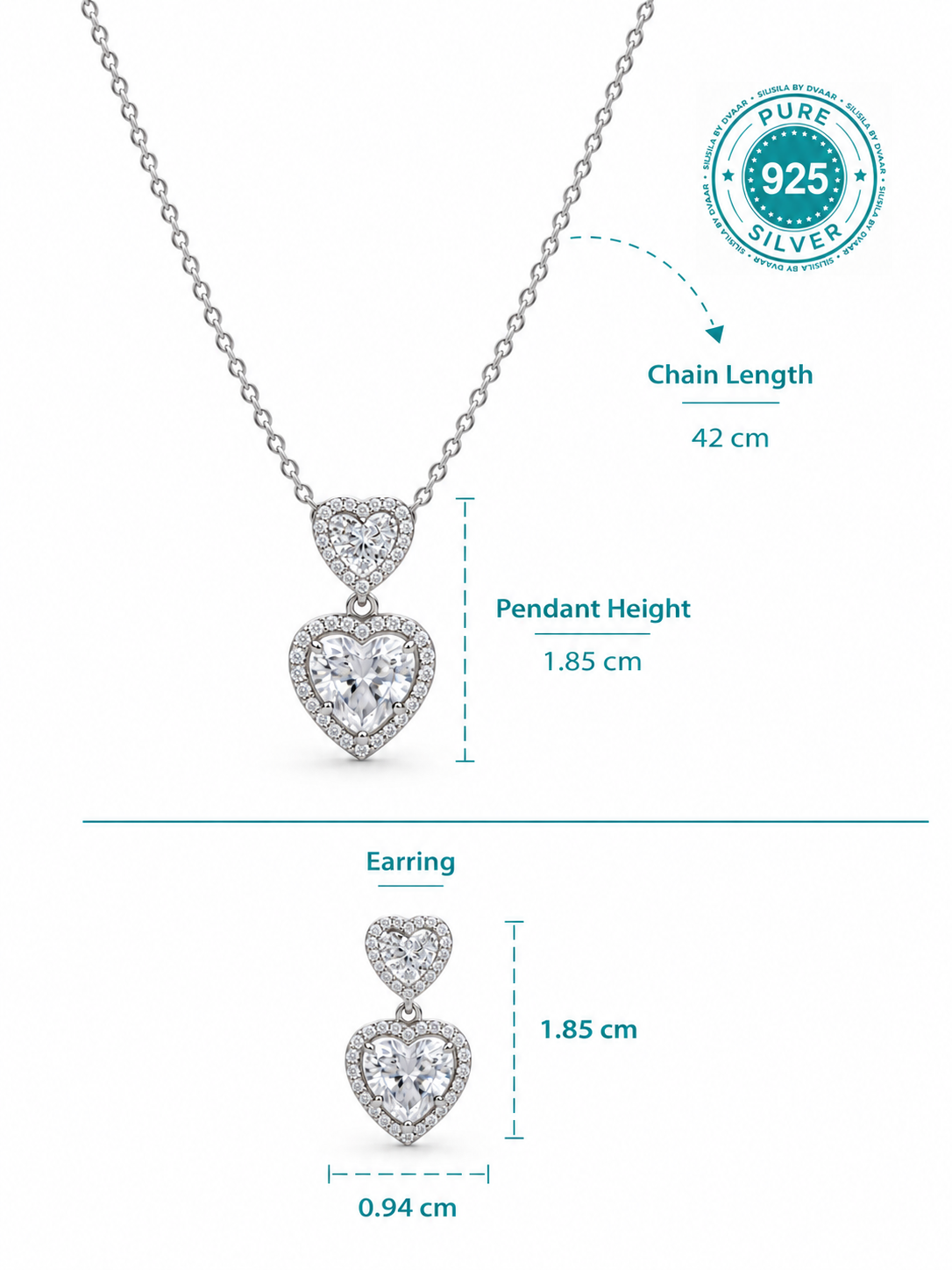 Heartfelt Charm Pendant Set in 92.5 Silver