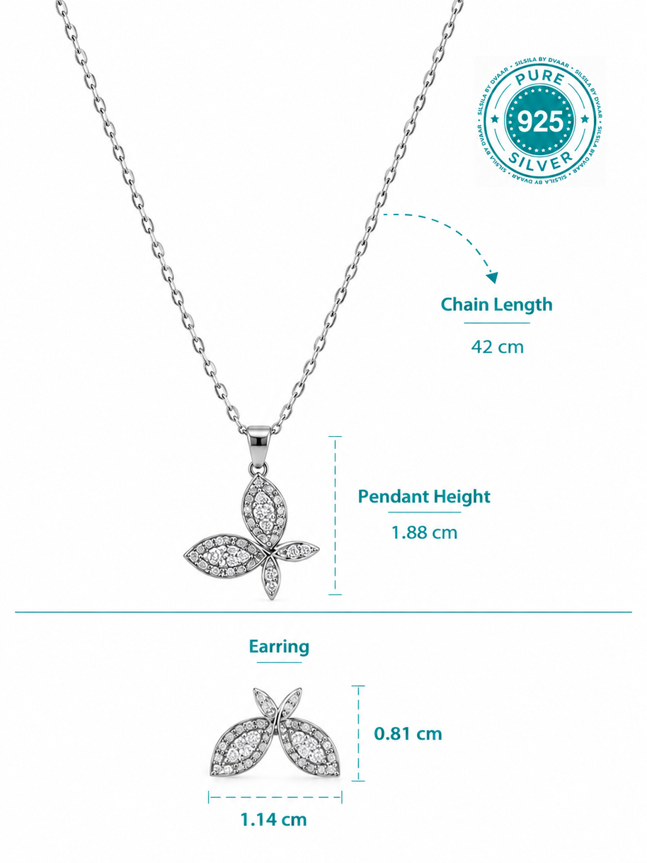 Fluttering Grace Pendant Set in 92.5 Silver