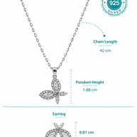 Fluttering Grace Pendant Set in 92.5 Silver