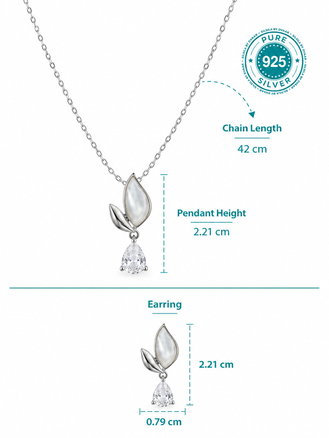 Floral Sparkle Pendant Set in 92.5 Silver