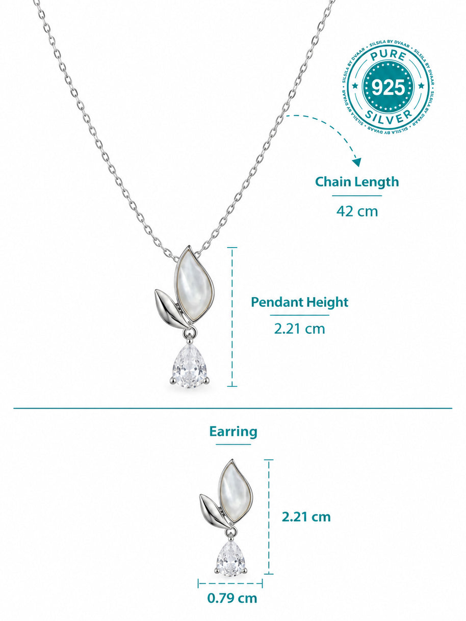 Floral Sparkle Pendant Set in 92.5 Silver