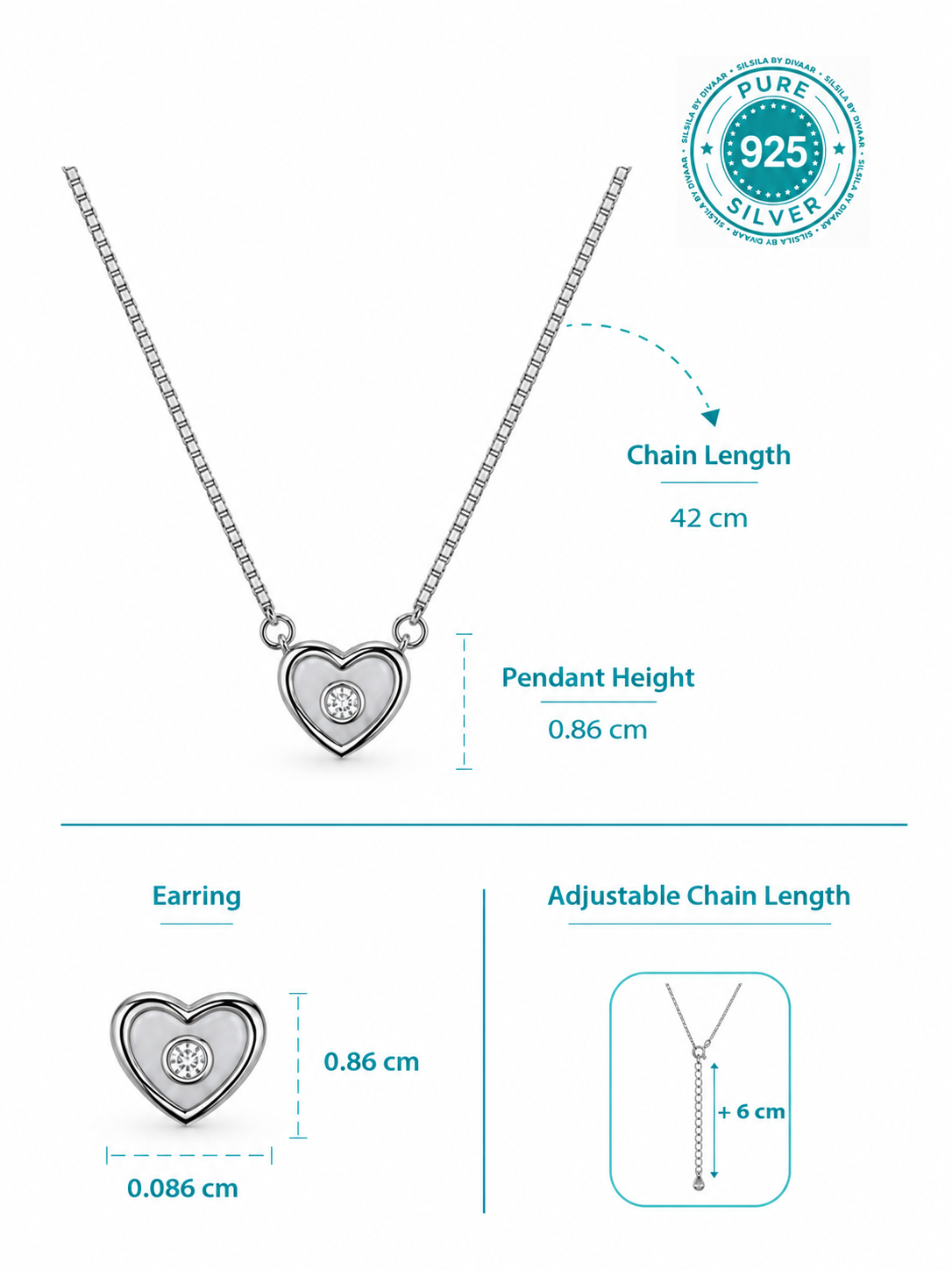 Pearl Heart Pendant Set in 92.5 Silver