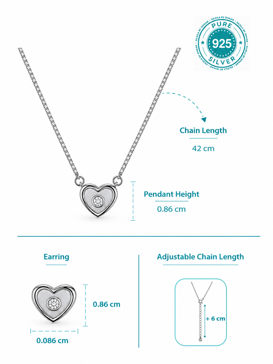 Pearl Heart Pendant Set in 92.5 Silver