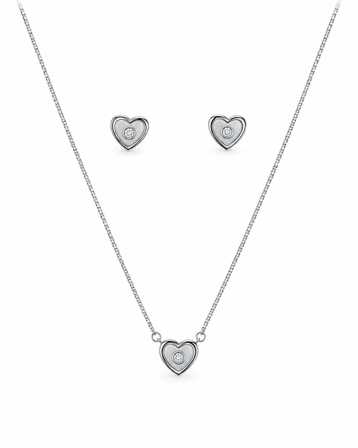 Pearl Heart Pendant Set in 92.5 Silver