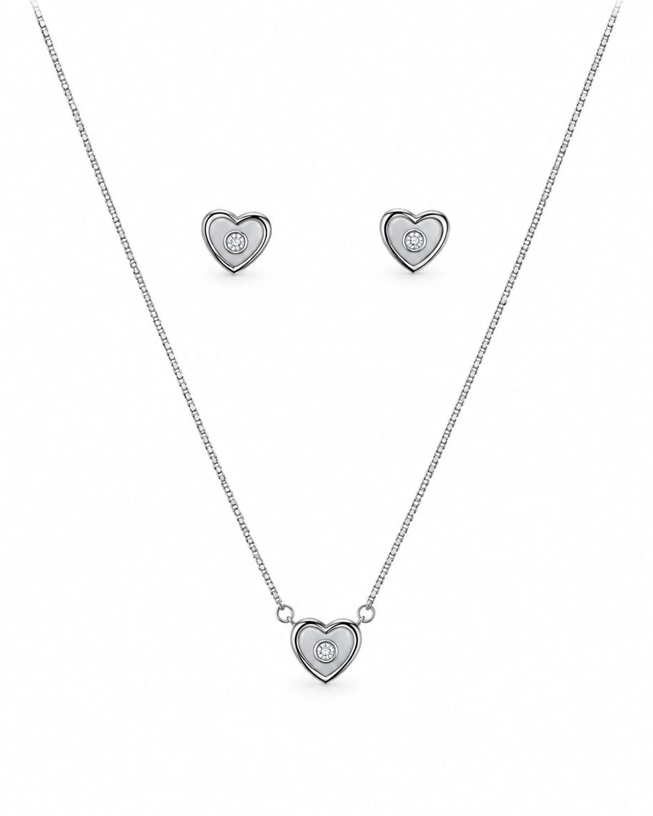 Pearl Heart Pendant Set in 92.5 Silver