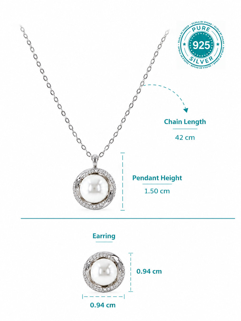 Pearl Radiance Pendant Set in 92.5 Silver