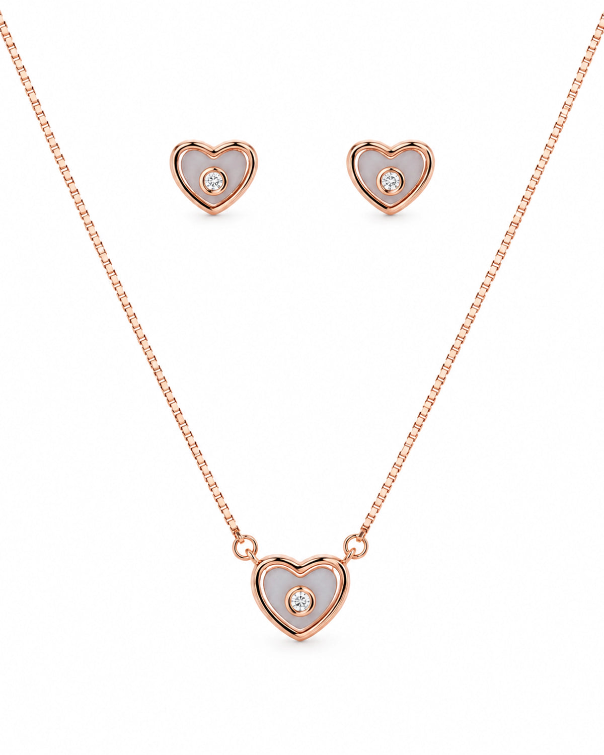 Rose Gold Heart Pendant Set in 92.5 Silver