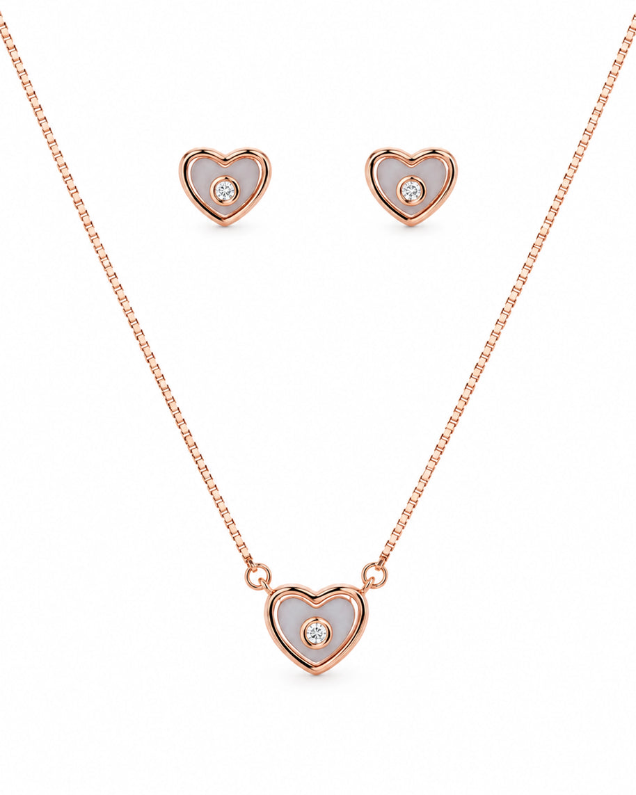 Rose Gold Heart Pendant Set in 92.5 Silver