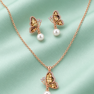 Emerald Flutter Pendant Set in 92.5 Silver