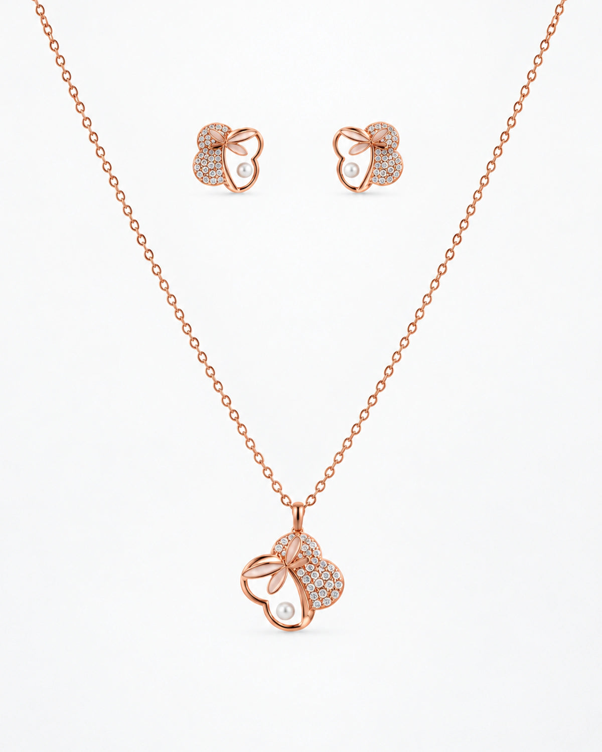 Butterfly Bloom Pendant Set in 92.5 Silver