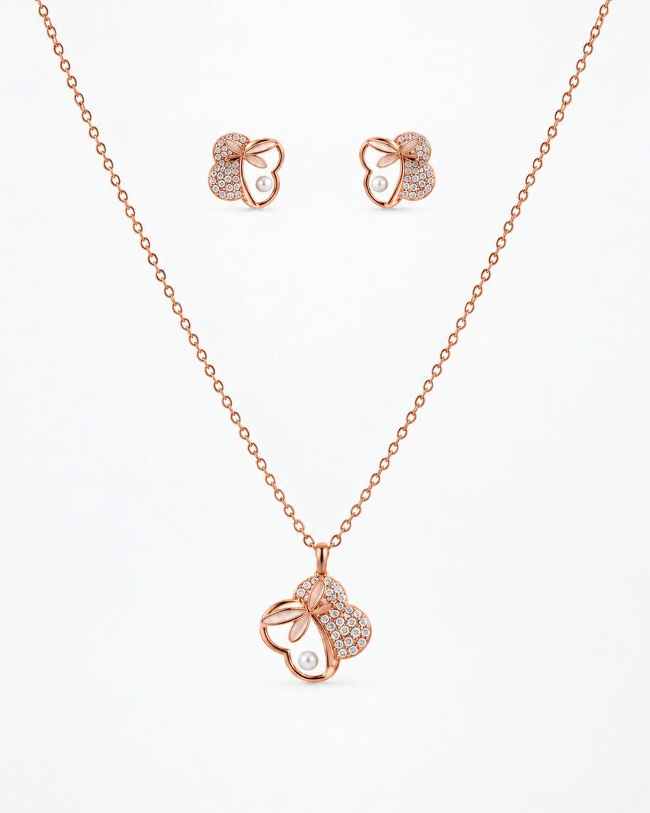 Butterfly Bloom Pendant Set in 92.5 Silver