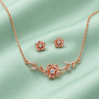Rose Gold Floral Glow Pendant Set in 92.5 Silver