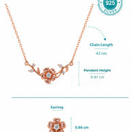 Rose Gold Floral Glow Pendant Set in 92.5 Silver