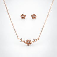 Rose Gold Floral Glow Pendant Set in 92.5 Silver