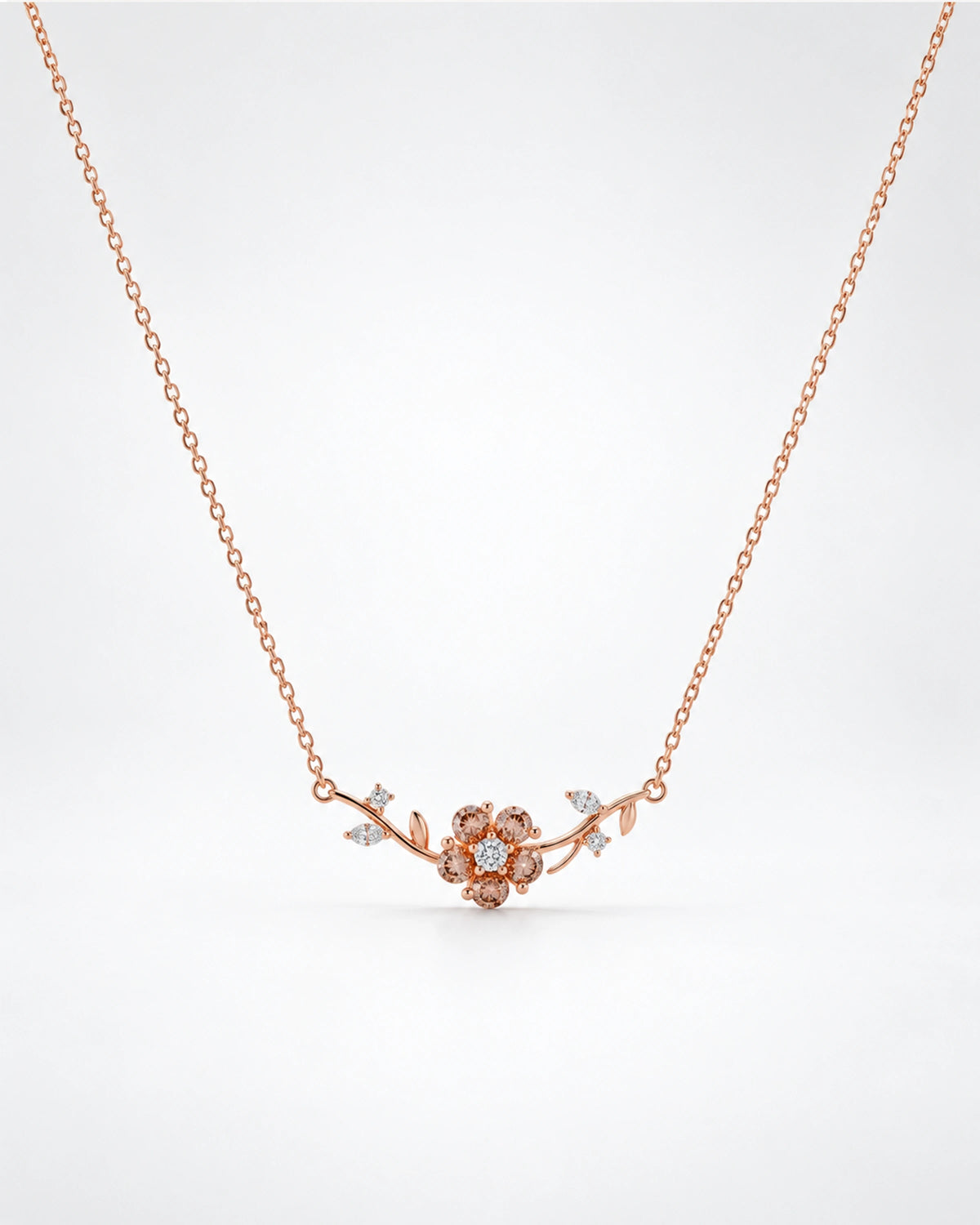 Rose Gold Floral Glow Pendant Set in 92.5 Silver