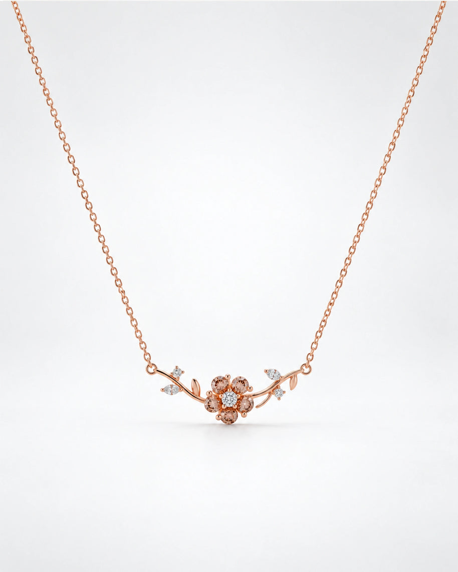 Rose Gold Floral Glow Pendant Set in 92.5 Silver