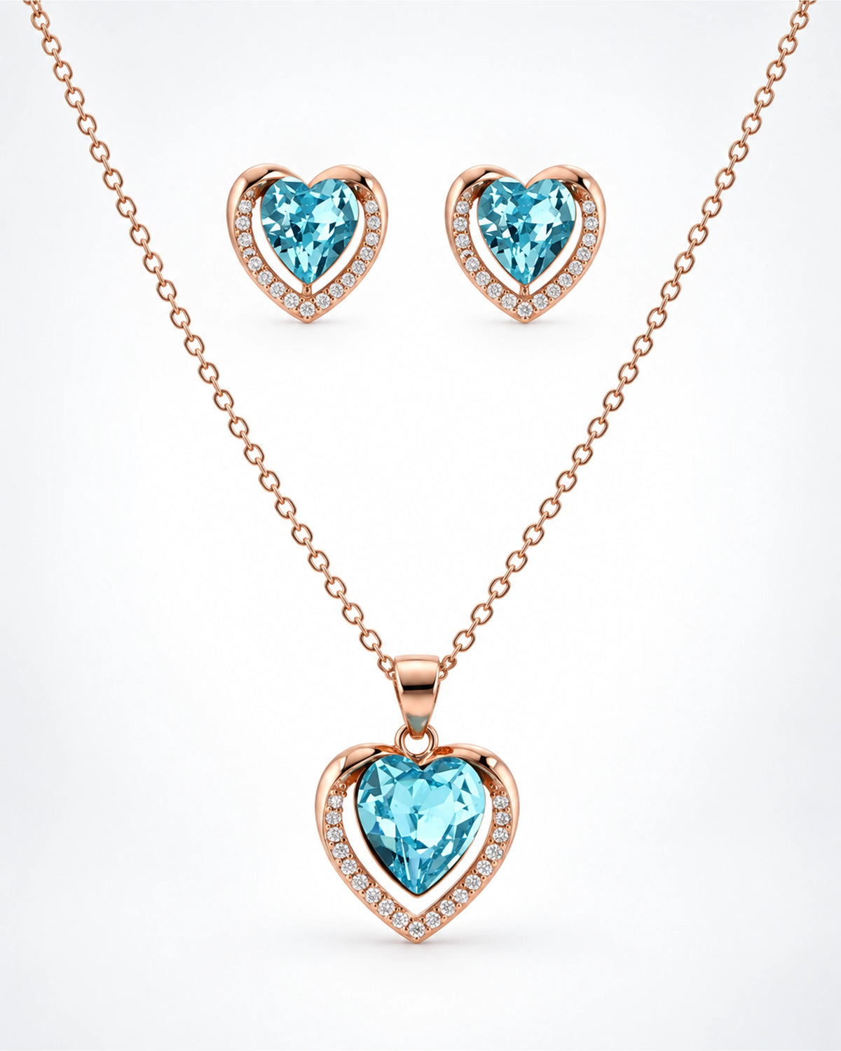 Blue Heart Radiance Pendant Set in 92.5 Silver