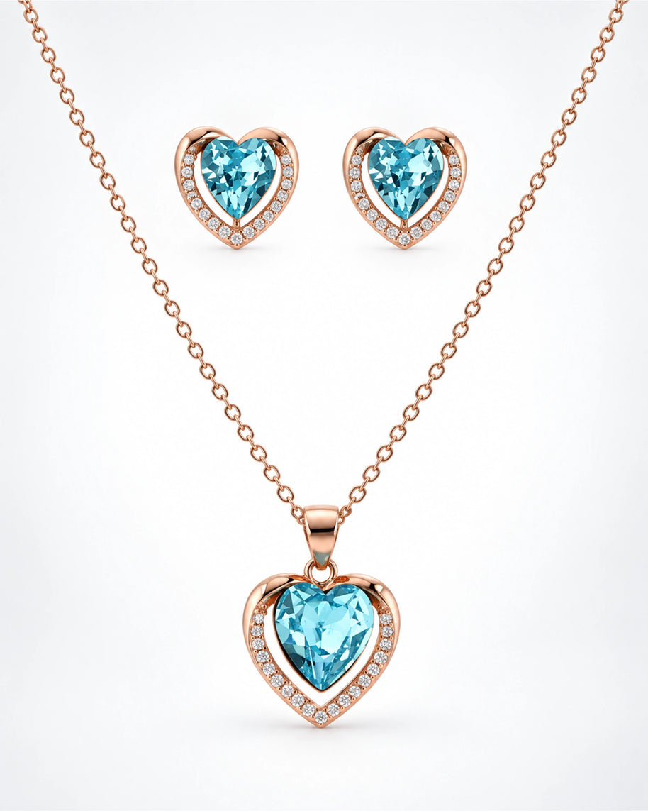 Blue Heart Radiance Pendant Set in 92.5 Silver
