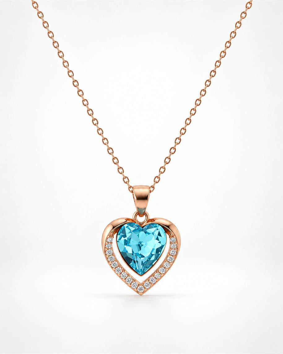 Blue Heart Radiance Pendant Set in 92.5 Silver