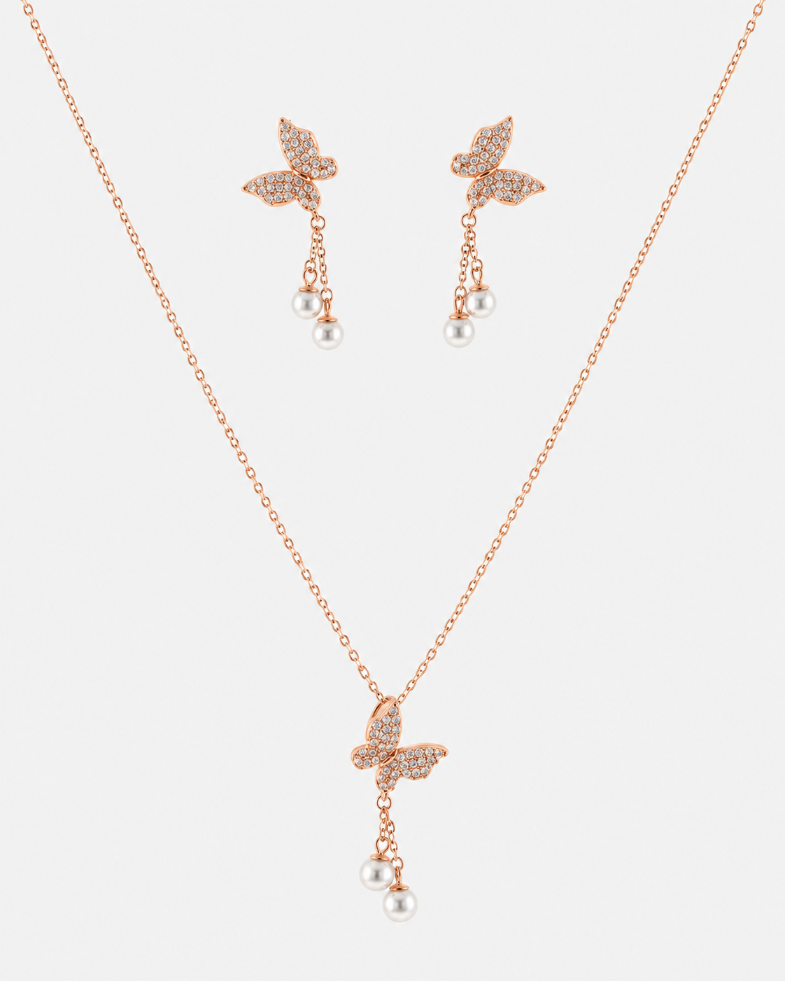Pearl Wing Pendant Set in 92.5 Silver