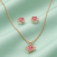 Pink Heartbeat Pendant Set in 92.5 Silver
