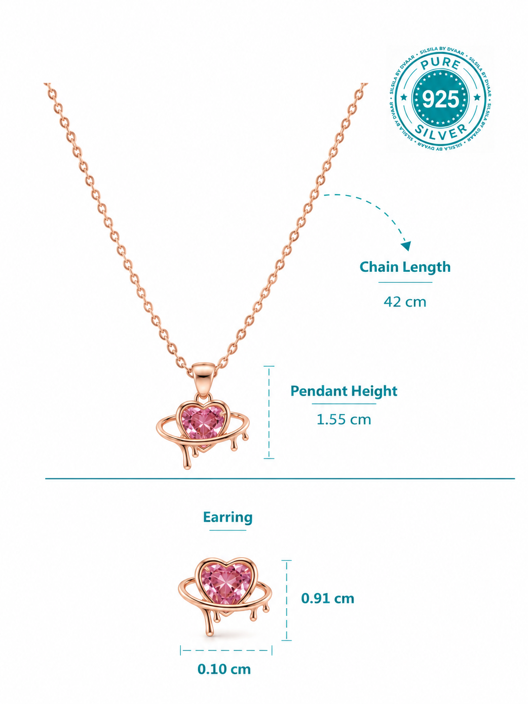 Pink Heartbeat Pendant Set in 92.5 Silver