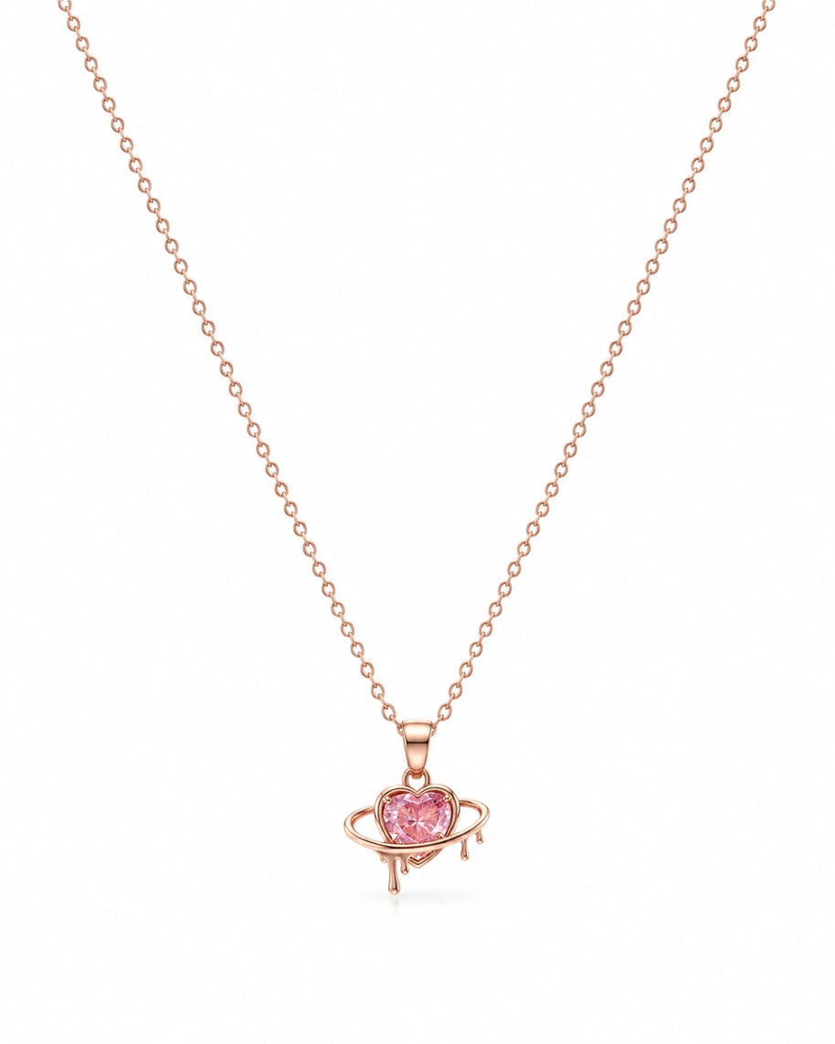 Pink Heartbeat Pendant Set in 92.5 Silver