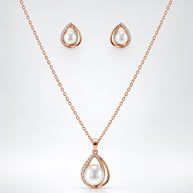 Pearly Teardrop Glow Pendant Set in 92.5 Silver
