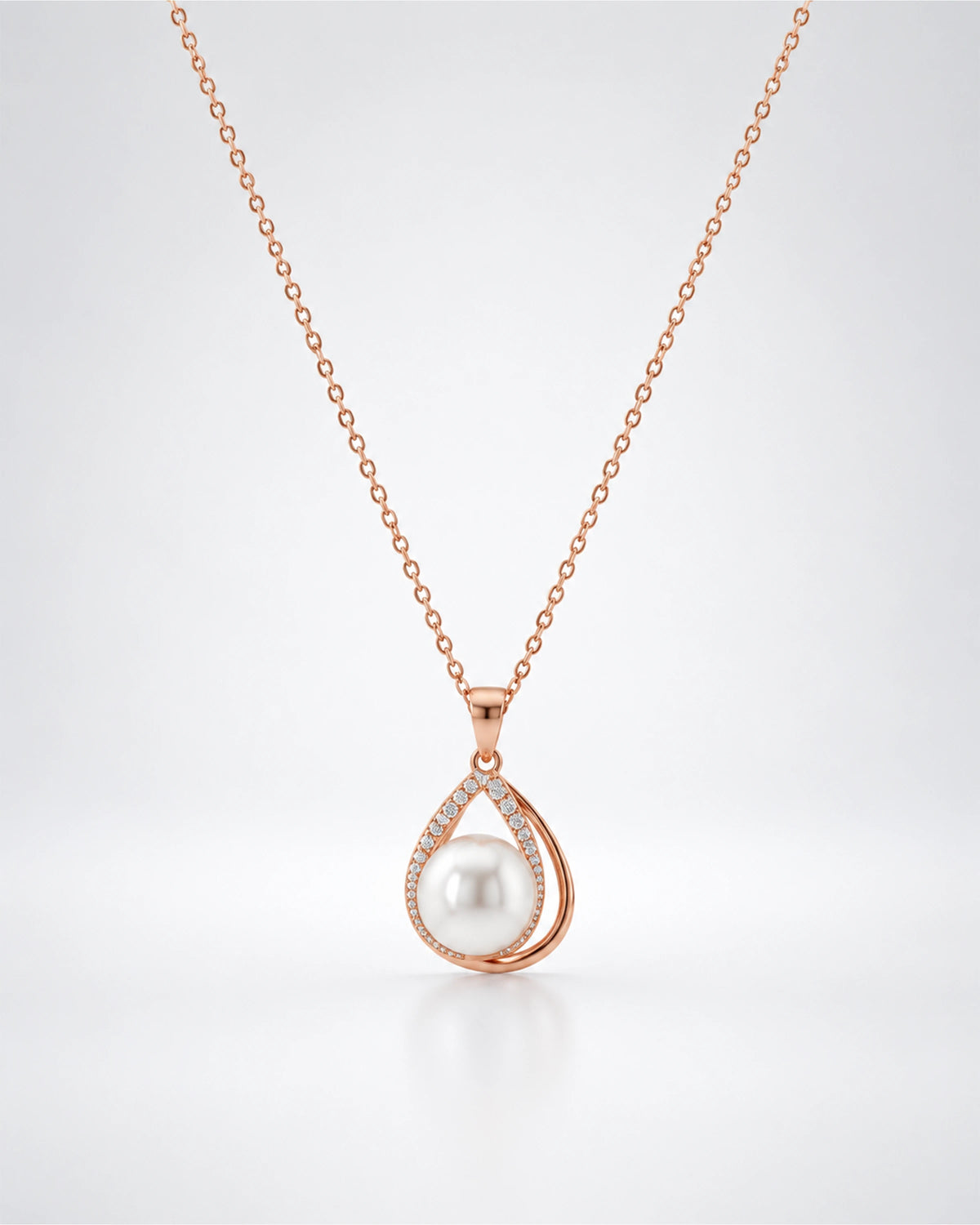 Pearly Teardrop Glow Pendant Set in 92.5 Silver