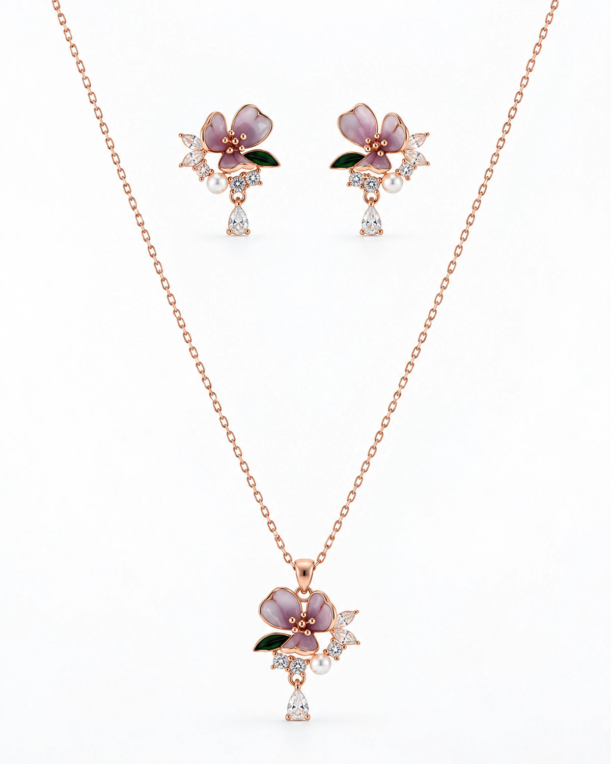 Enchanted Floral Pendant Set in 92.5 Silver