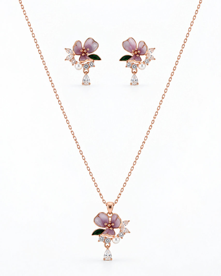 Enchanted Floral Pendant Set in 92.5 Silver