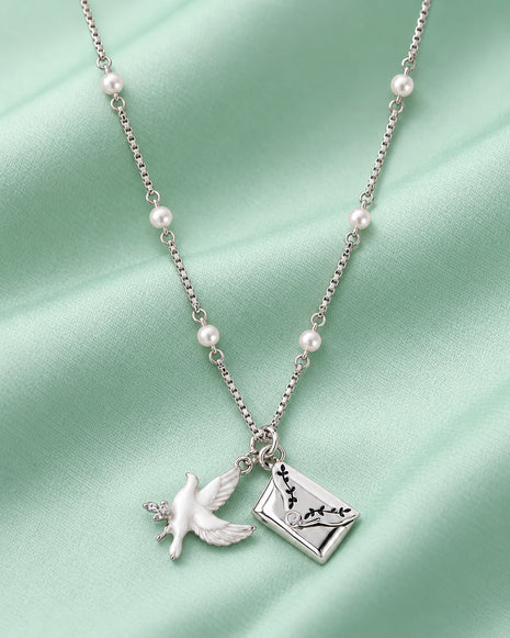 Pink Pearl Love Chain in 92.5 Silver