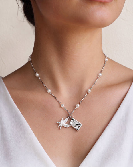 Pink Pearl Love Chain in 92.5 Silver