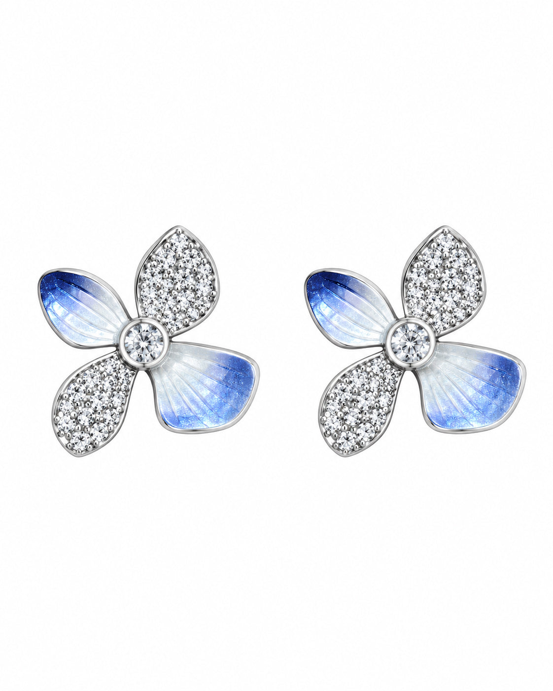 Blue Flutter Blossom Necklace in 92.5 Silver